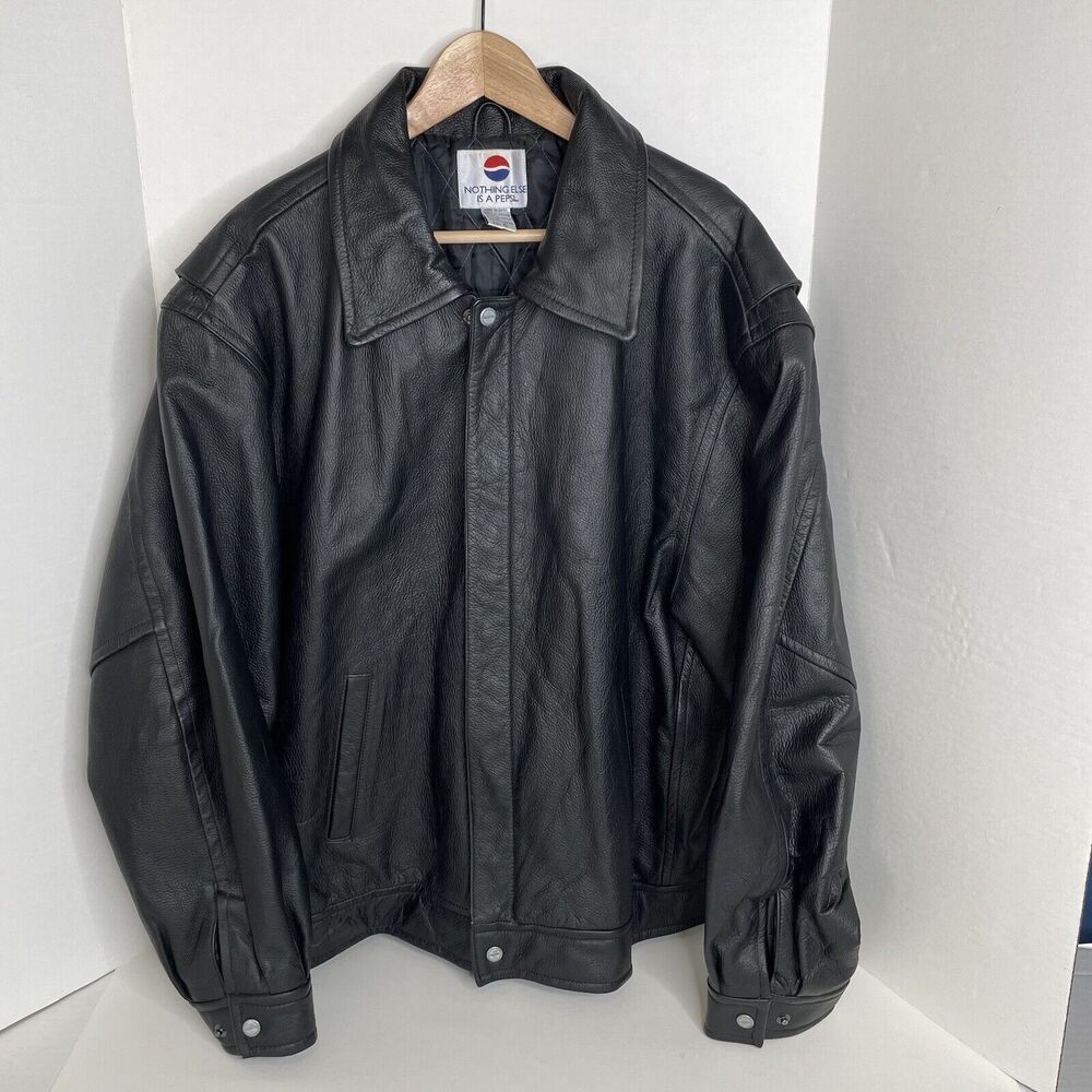 Vintage 1990s Pepsi Leather Bomber Jacket XL -VGUC-Nothing Else Is a Pepsi